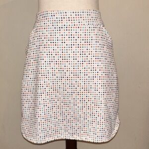 Peter Millar Women's Golf Skort L Pull-On Geometric White/Multicolor Pockets